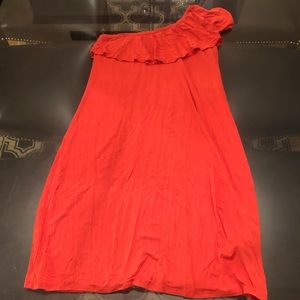 Ruffled asymmetrical midi dress